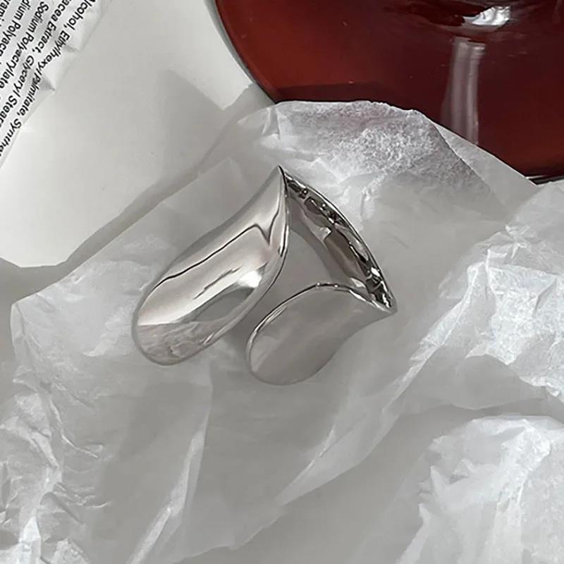 Minimalist Silver Color Cuff Rings for Women Couples New Fashion Creative Smooth Pattern Geometric Party Wedding Jewelry Gifts