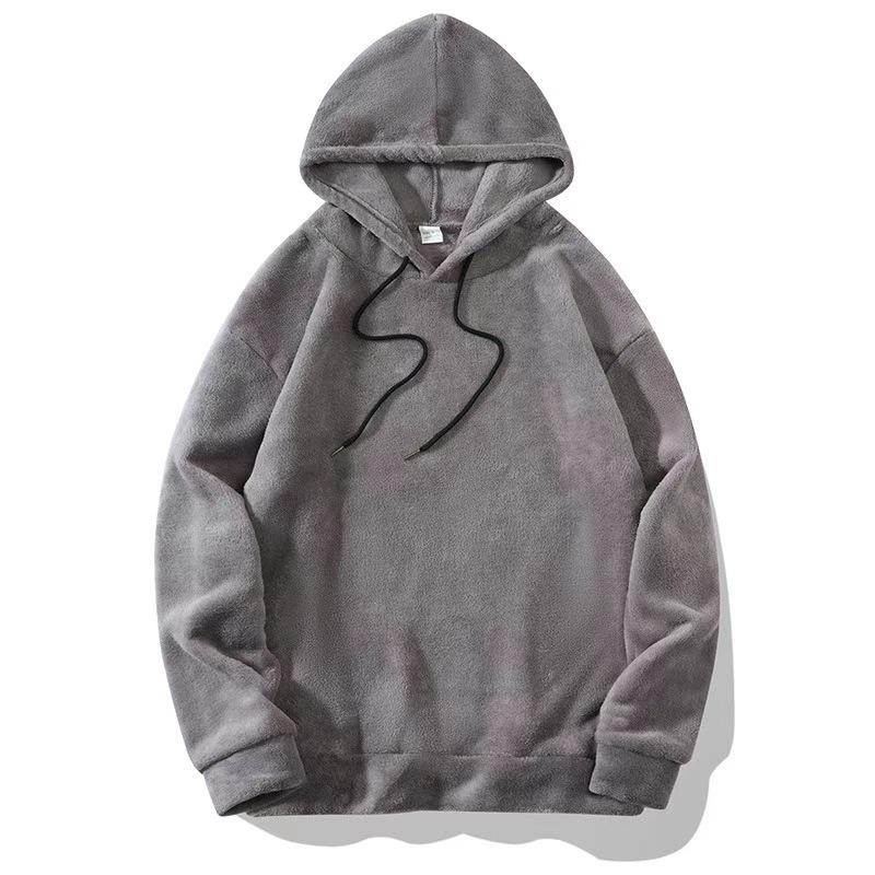 Herren Europäische Größe Locker geschnittenes Kapuzensweatshirt - Lässiger Korallenfleece Warmer Pullover für Herbst und Winter