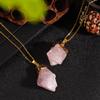 Natural Crystal Stone Irregular Shape Raw Rose Quartz Gold Plated Cap Hanging Ornaments Reiki Healing Gifts