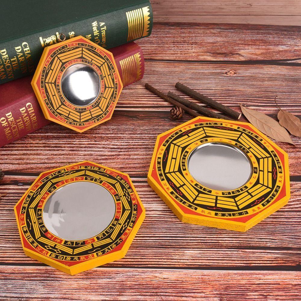 Edelstahl Spiegeloberfläche Chinesischer Konvexer Dellen Bagua Spiegel Glücksbringer Antiker Bagua Feng Shui Spiegel Exquisit Retro