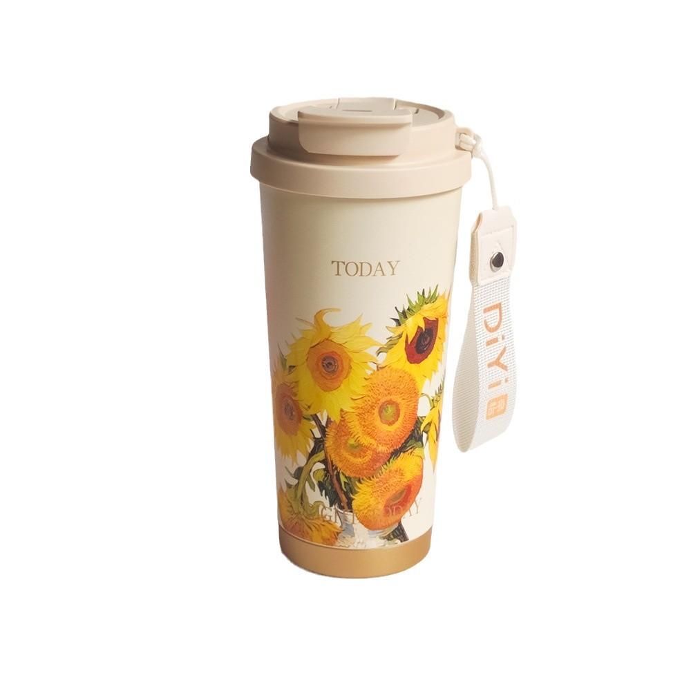 Thermosbecher für Frauen mit gutem Aussehen, tragbare Kaffeetasse aus Edelstahl, Doppelgetränk, Früchteteetasse