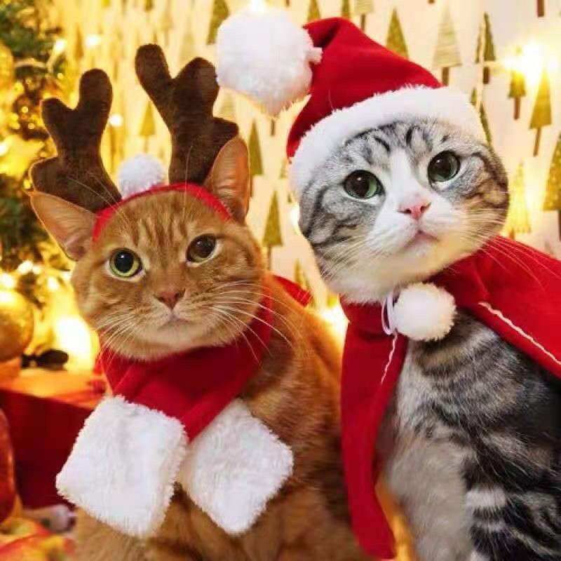 Christmas Dog Clothes Cute Cat Dog Hat Costume Headwear Santa Claus Pet Cloth  Christmas Decoration Dog Accessories