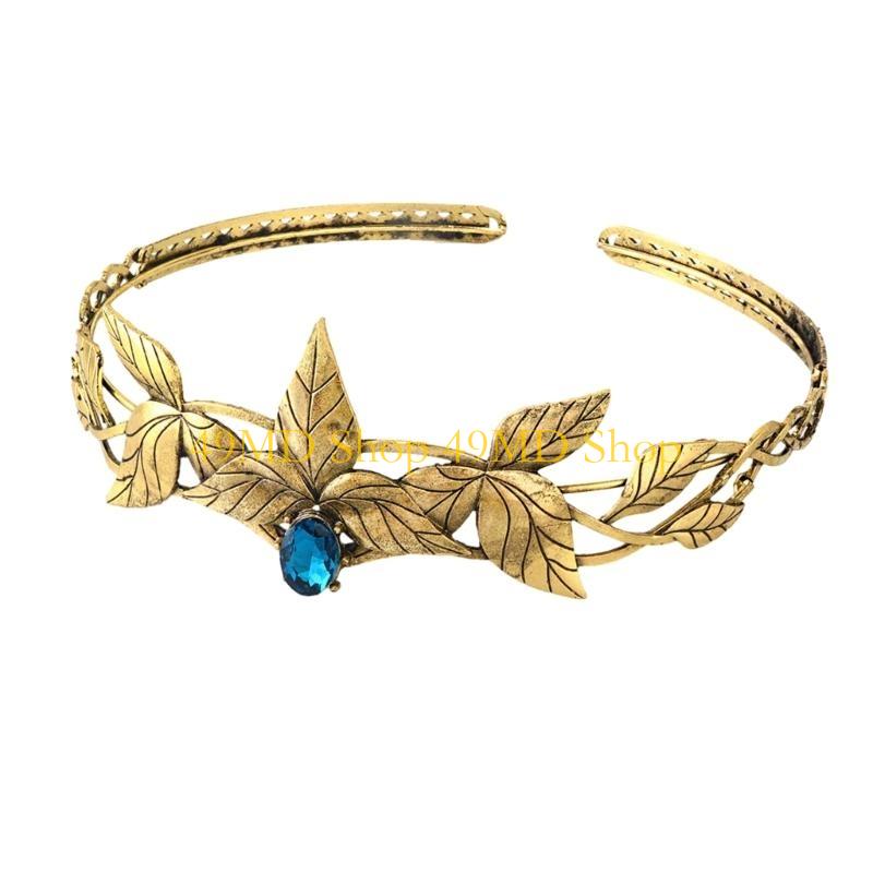 49MD Shinning Hair Hoop Ethnic Leaves Baroque Headband for Taking Photo scrap metal синий