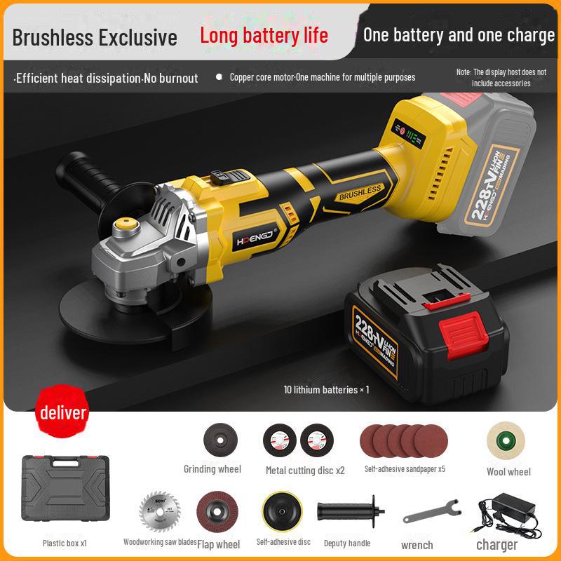 Brushless Lithium-Ion Angle Grinder with HD Display, High Power, and Long-Lasting Large Battery Capacity