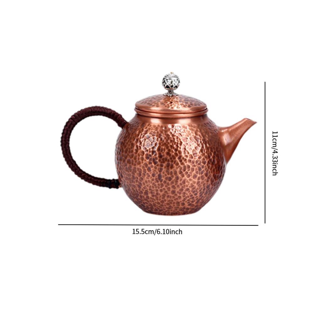 Copper Tea Pot Tea Lovers Gift Portable Easy To Clean with Handle Hammered Teapot Handcrafted for Tea House Household Kitchen