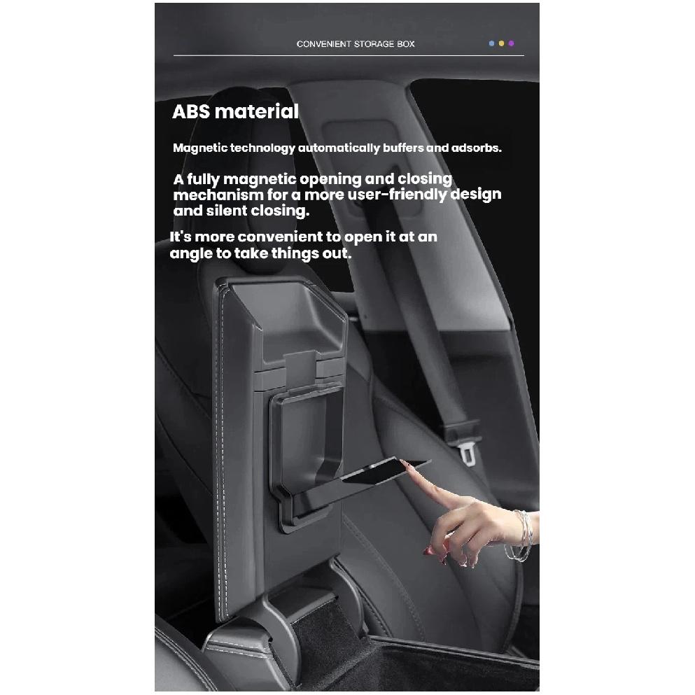 For Tesla Model 3/Y/YL Magnetic Center Console Armrest Storage Box – Privacy Hidden Organizer Tray, Anti-Fly Magnetic Cover