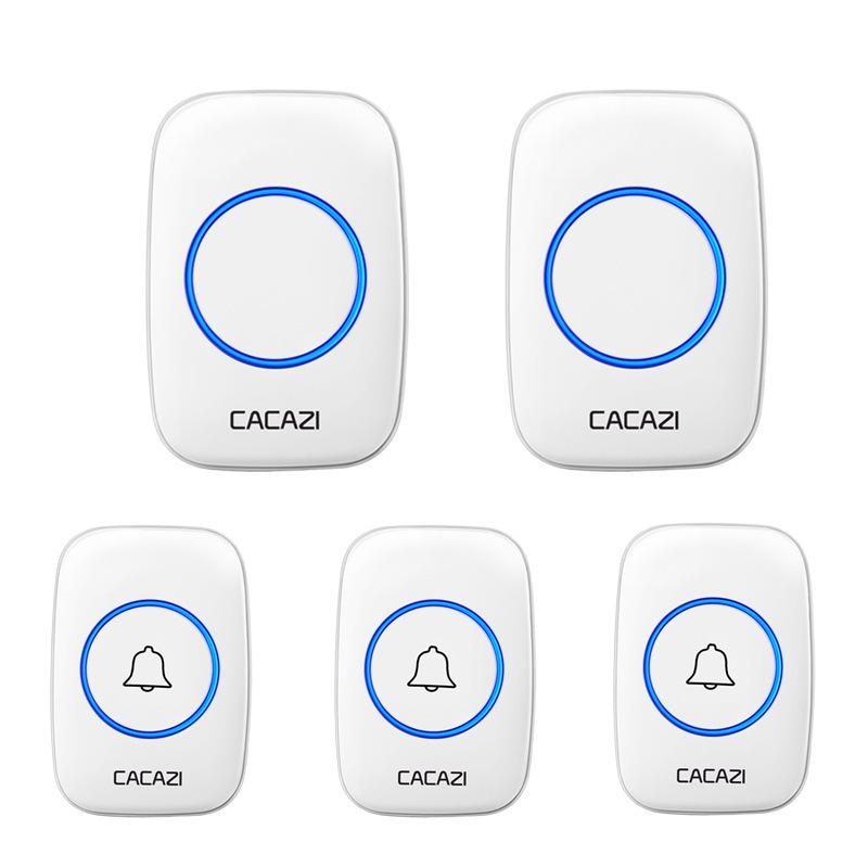 Waterproof Wireless Doorbell with Battery and DC Power, 3 Receivers, 2 Transmitters, No Plug-In Required белый