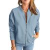 Fashionable Casual Jacket Women Solid Color Zipper Top Outerwear