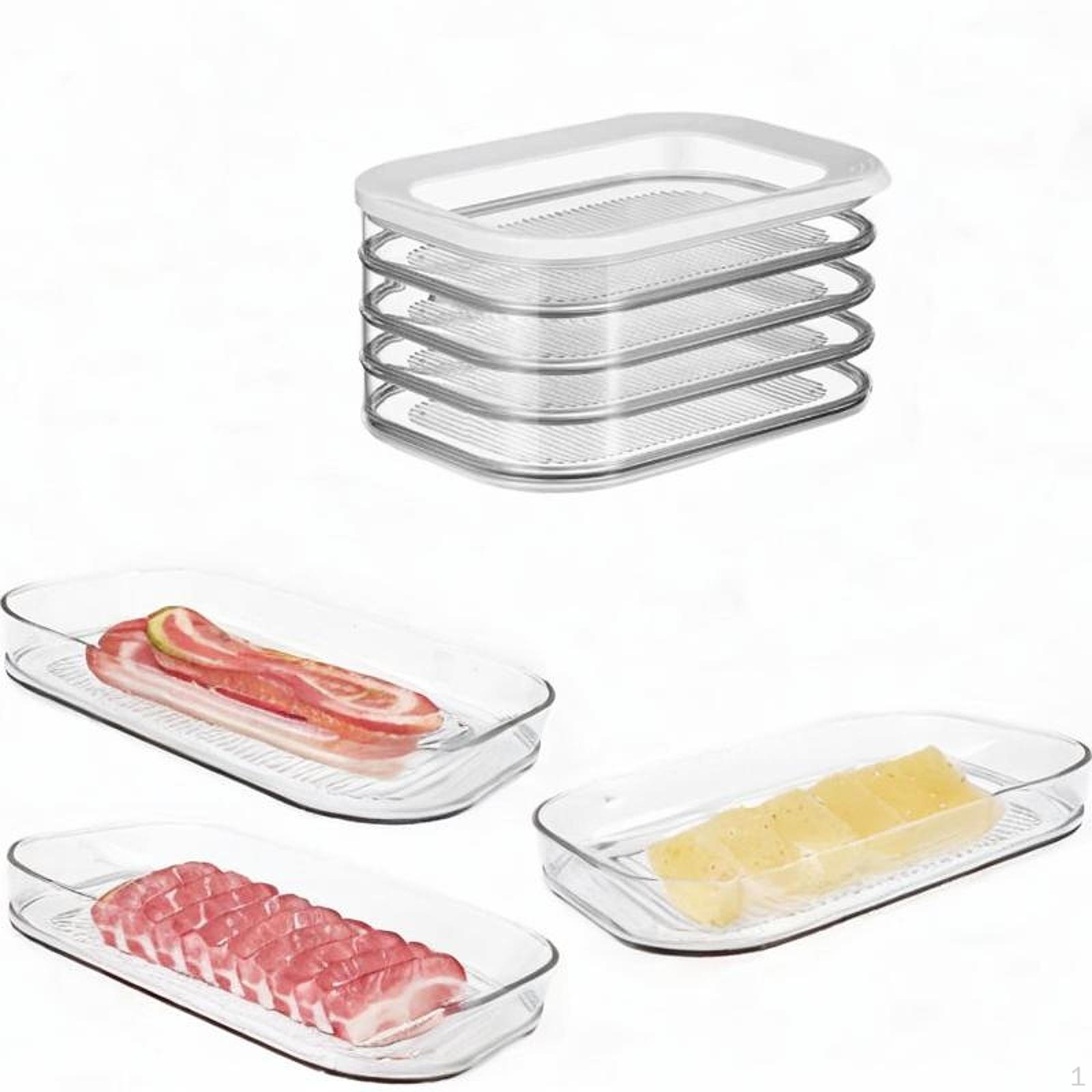 

Food Storage Box for Refrigerator Meat Container with Lid Pantry Organization Four Layer