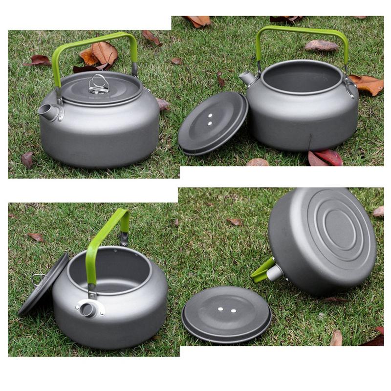 Aluminum Alloy Tea Portable Water Kettle Outdoor Camping Coffee Pot Teapot Indoor Picnic Hiking Pot 1.2L