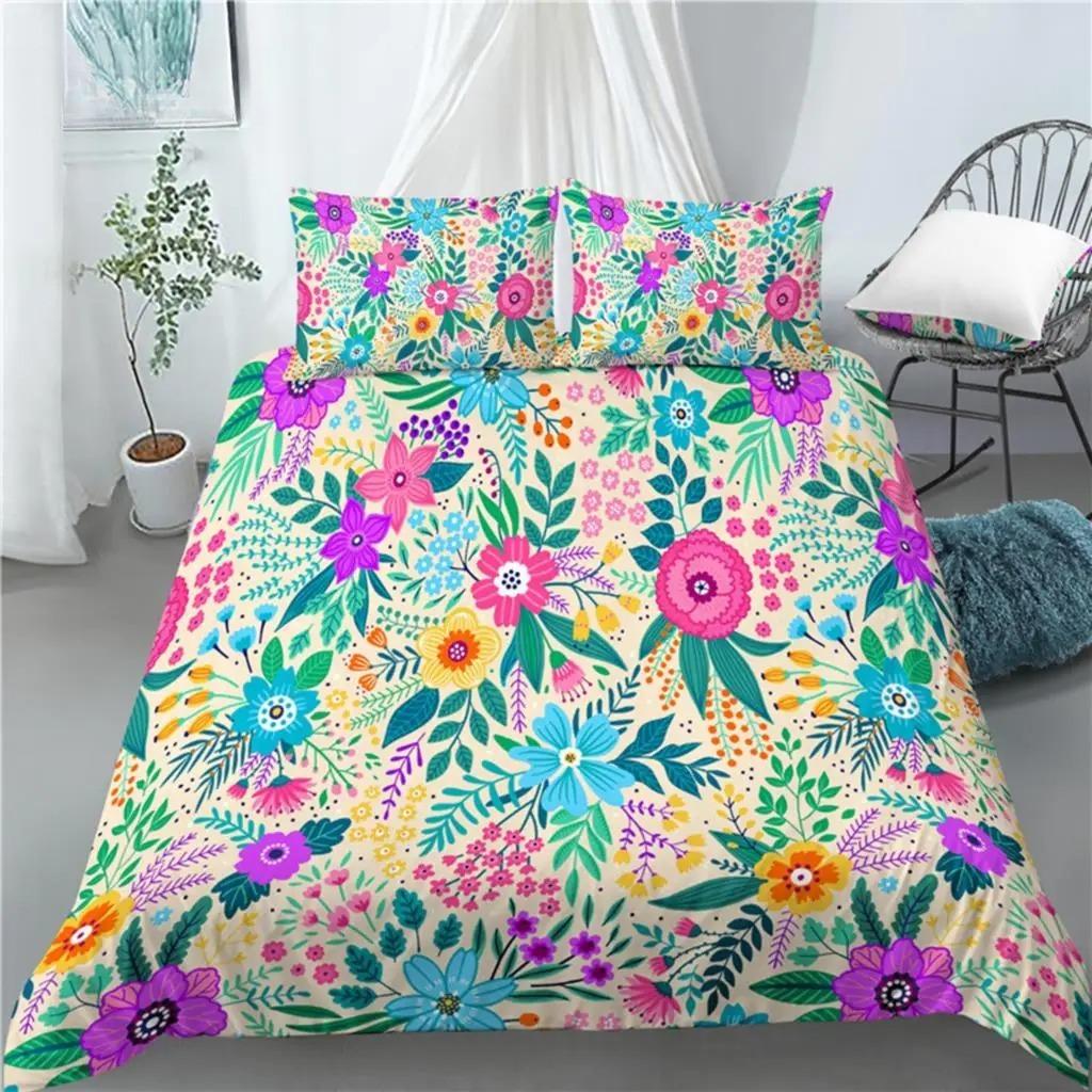 Home Living Luxury 3D Flower Print 2/3Pcs Comfortable Duvet Cover PillowCase Bedding Set Queen and King EU/US/AU Size