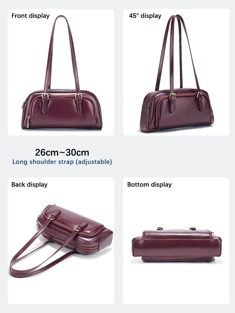 Women French Style Underarm Bag Genuine Leather Shoulder Bag