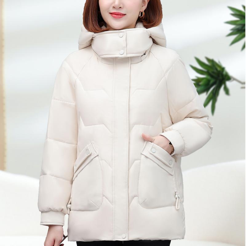 Dampuffjackor Vinter Vintage Korta Parkas Med Huva Plus Size Eleganta Tjocka Varma Dunrockar Kvinna Ytterkläder