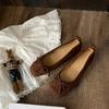 Cowhide version~ French bow leather soft-soled ballet shoes women's small heel single shoes Mary Jane ballet flats