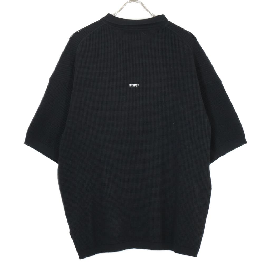 WTAPS 2013 Black Waffle Knit Short Sleeve Polo Shirt Tops X03 blackUsed