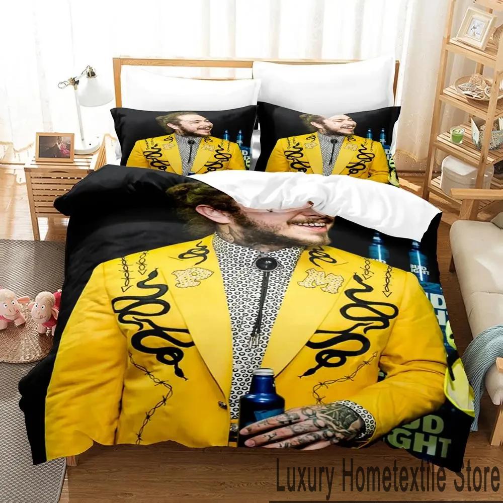 3D Print Post Malone Bedding Set Boys Girls Twin Queen King Size Duvet Cover Pillowcase Bed Boys Adult Home Textileextile