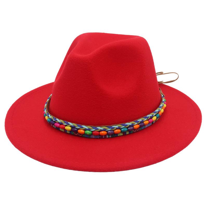 Top Hat Rainbow Hand-Woven With Accessories Ethnic Style Tibetan Hat Colorful Jazz Hat
