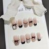 30-Piece Black & White Polka Dot Bow Nails - Short, Cute Design (T042)