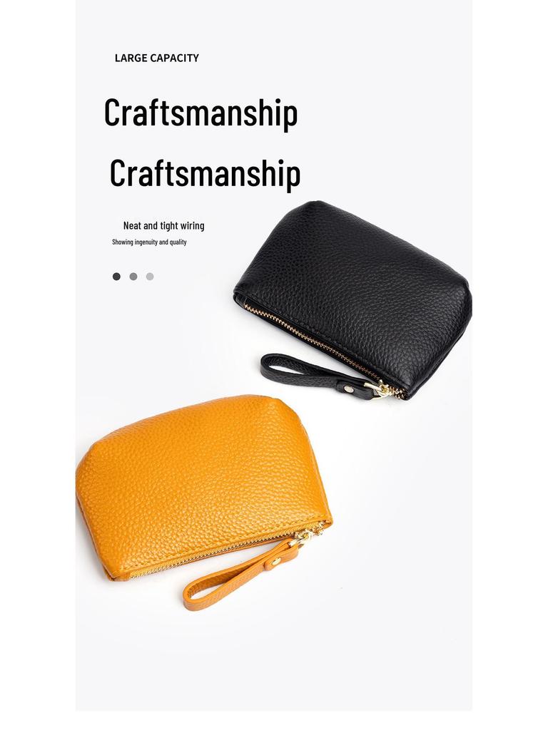 Women's Genuine Leather Coin & Key Purse - Cowhide Zipper Wallet