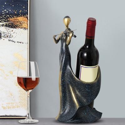 Violin Player Wine Bottle Holder Female Violinist Musician Beer Bottle Display Stand Organizer Rack Home Kitchen Bar Dining Table Desktop Decoration