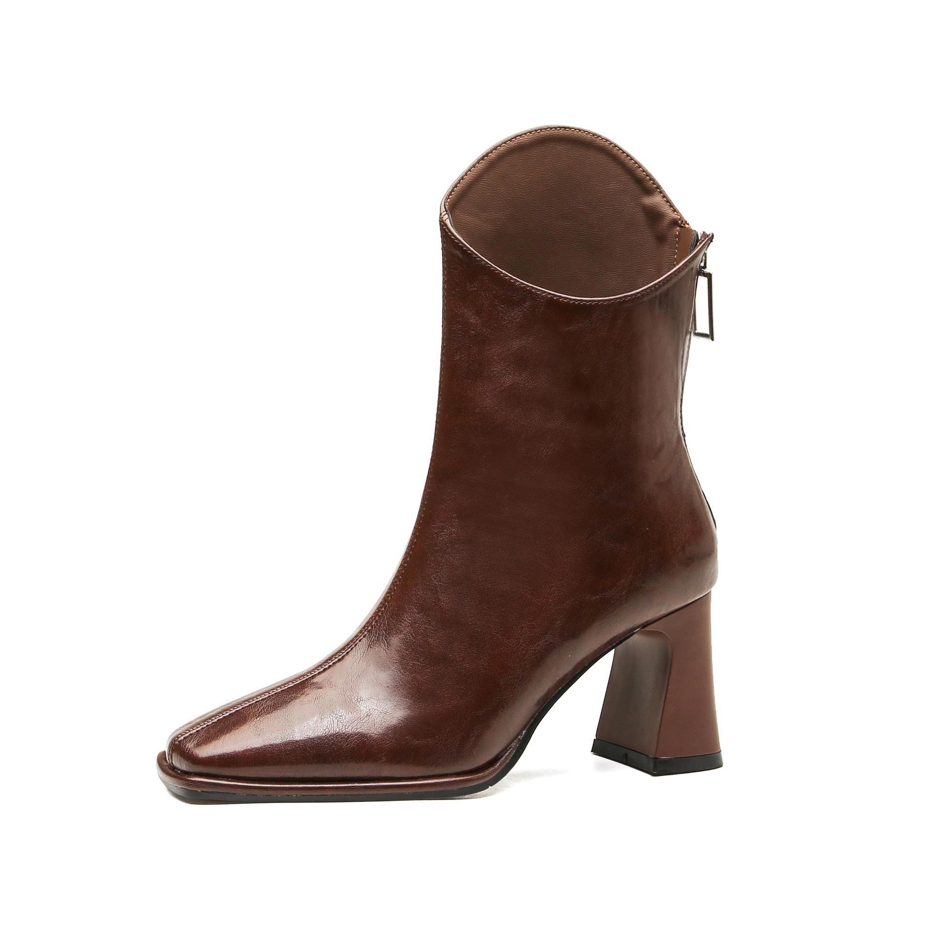 

Ботинки Slant Skinny женские короткие ботинки на толстом каблуке Maillard из мягкой кожи Martin зимние 39