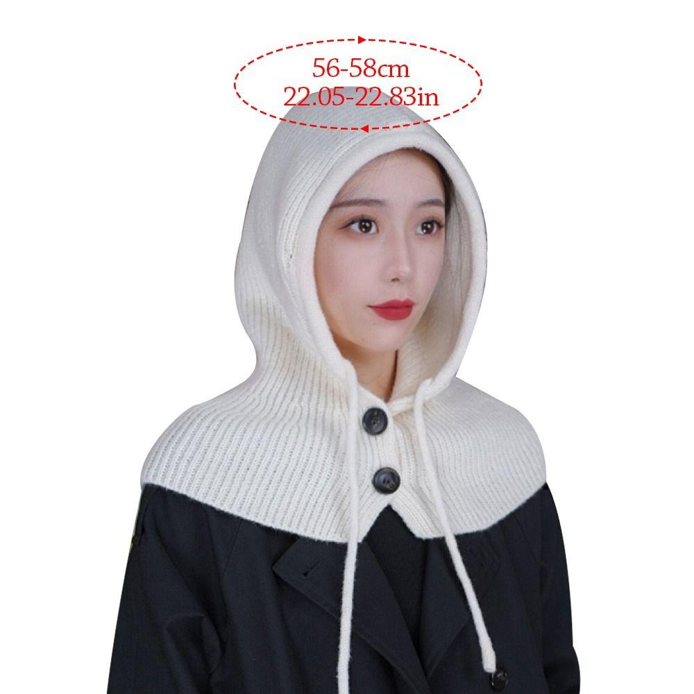 Fashion Ear Protection Winter Balaclava Windproof Drawstring Hooded Beanie Hats Warm Knitted Hooded Cap Unisex