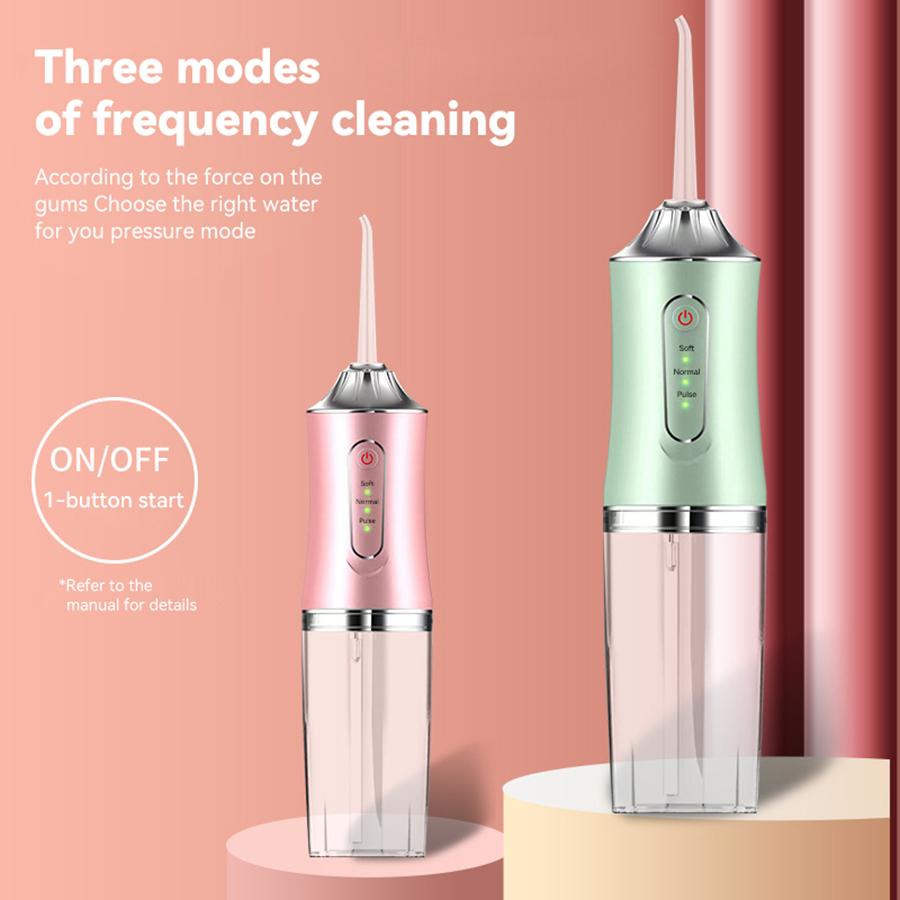 Irrigateur buccal portable, jet dentaire à eau rechargeable par USB, pointe de cure-dents, 220 ml, 3 modes, nettoyeur de dents