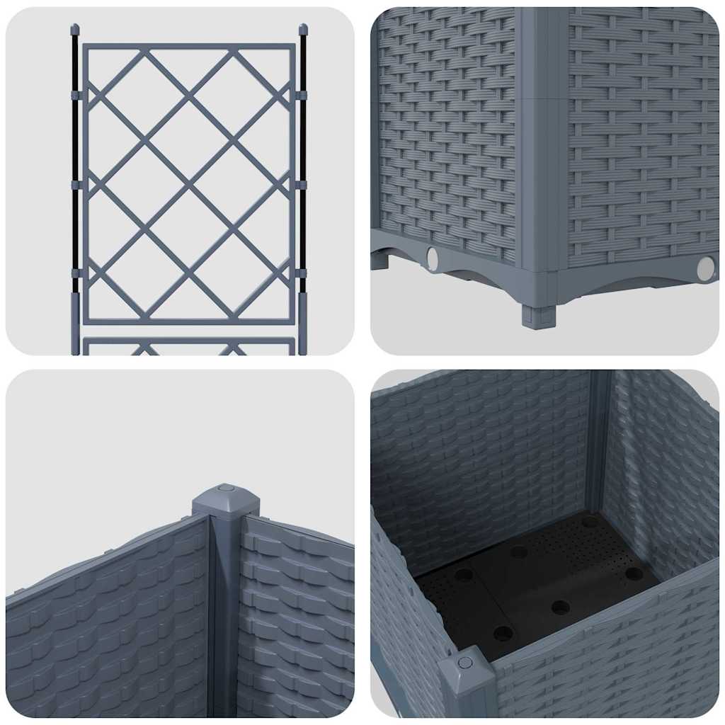 Garden Planter Light Gray 40 X 40 X 143 Cm Plastic