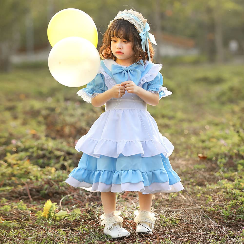 [Formemory] Alice In Wonderland Cosplay Costume, Alice Maid Outfit, Alice One-Piece Dress with Apron, Children's Dress, Halloween, Event, School