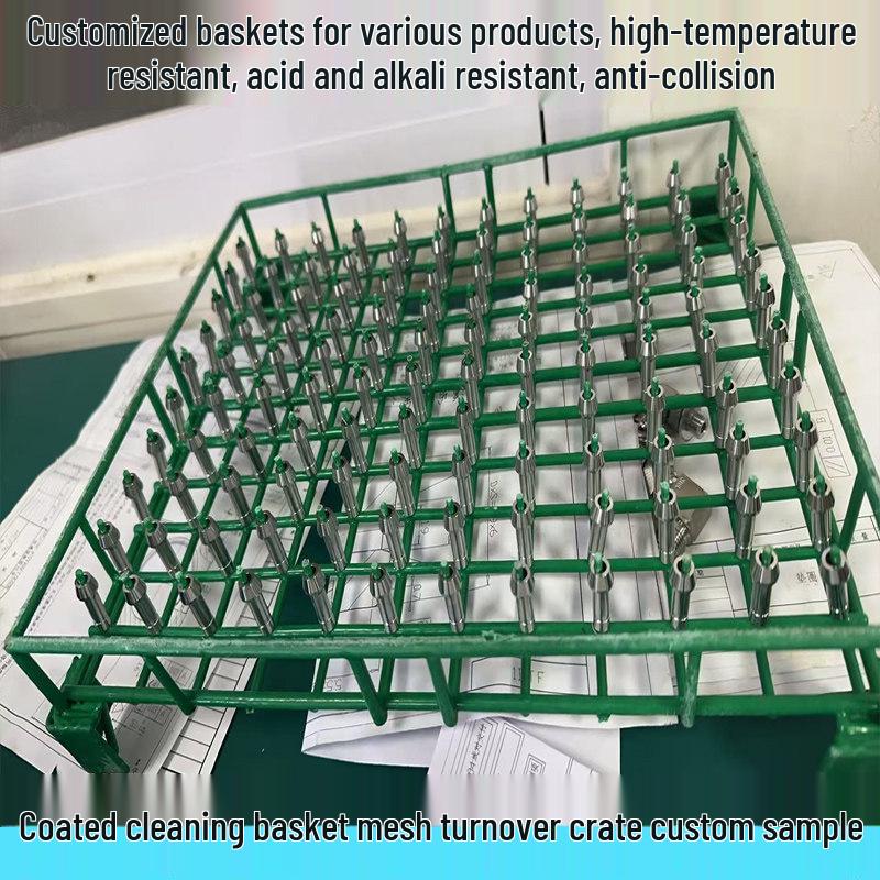 Rubber-Coated Mesh Basket for Ultrasonic Cleaning with Teflon Rack