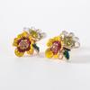 Pinkdudu Multicolor Daisy Flower Stud Earrings Alloy Enamel Retro Series Earrings for Women Jewelry Accessories PD352