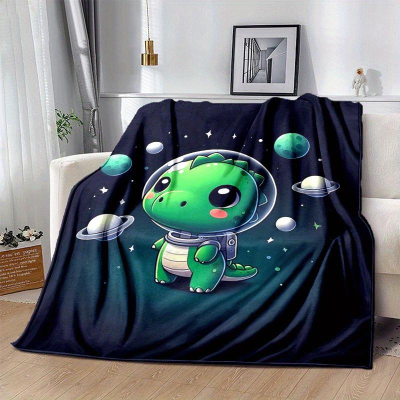 1pc Dinosaur Cartoon Printing Lightweight Flannel Blanket, Comfortable and Warm Blanket, for Camping Sofa Bed and Couch Office, Gift