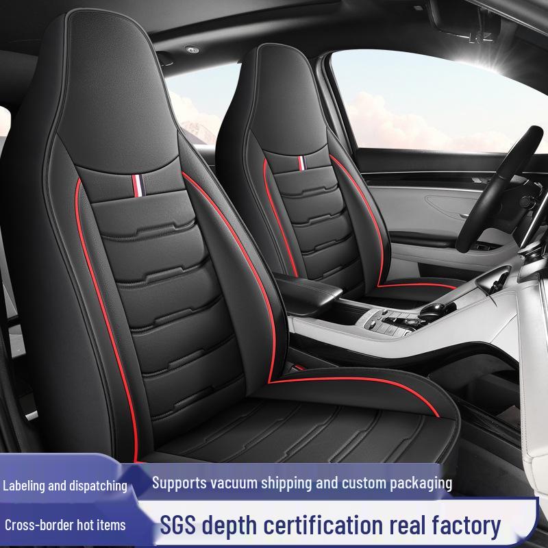 Universal Full Leather Sport Car Seat Cushion Cover - All-Season Fit