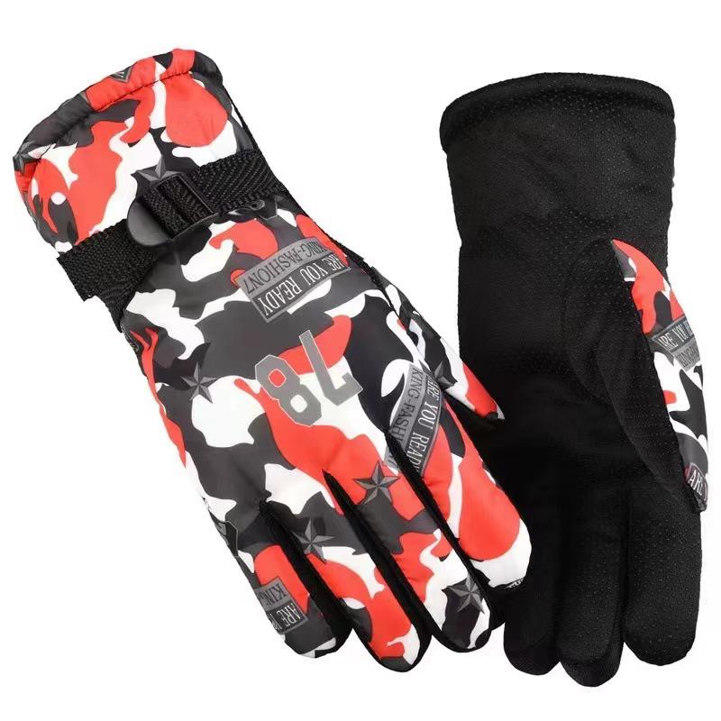 Winter Camouflage Non-Slip Cycling & Skiing Gloves - Thick, Velvet-Lined, Warm, Cold-Proof, Adult