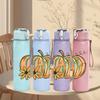 1PC Autumn Pumpkin Floral Art 750ml Color Plastic Sports Water Bottle Leakproof Flip Straw Lid Suitable for Sports Office Home Use