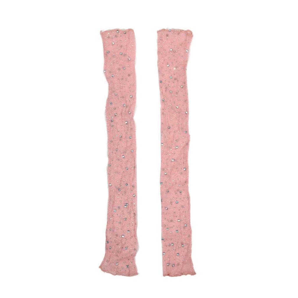 Mesh Oversleeve Diamond Sequin Low Elasticity No Fingers Gloves Summer Driver Sunscreen Sleeve