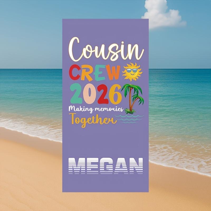 Personalized Crew Beach Towel Custom Name/Logo Oversized Microfiber Towel Summer Gift for Family Reunion, Vacation, Pool Party
