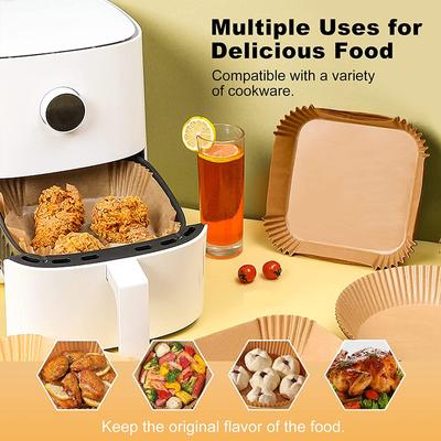 50/100 Stück Einweg-Papier für Heißluftfritteuse Pergamentpapier Holzzellstoff Dampfgarer Käsekuchen Heißluftfritteuse Zubehör Backpapier für Heißluftfritteuse