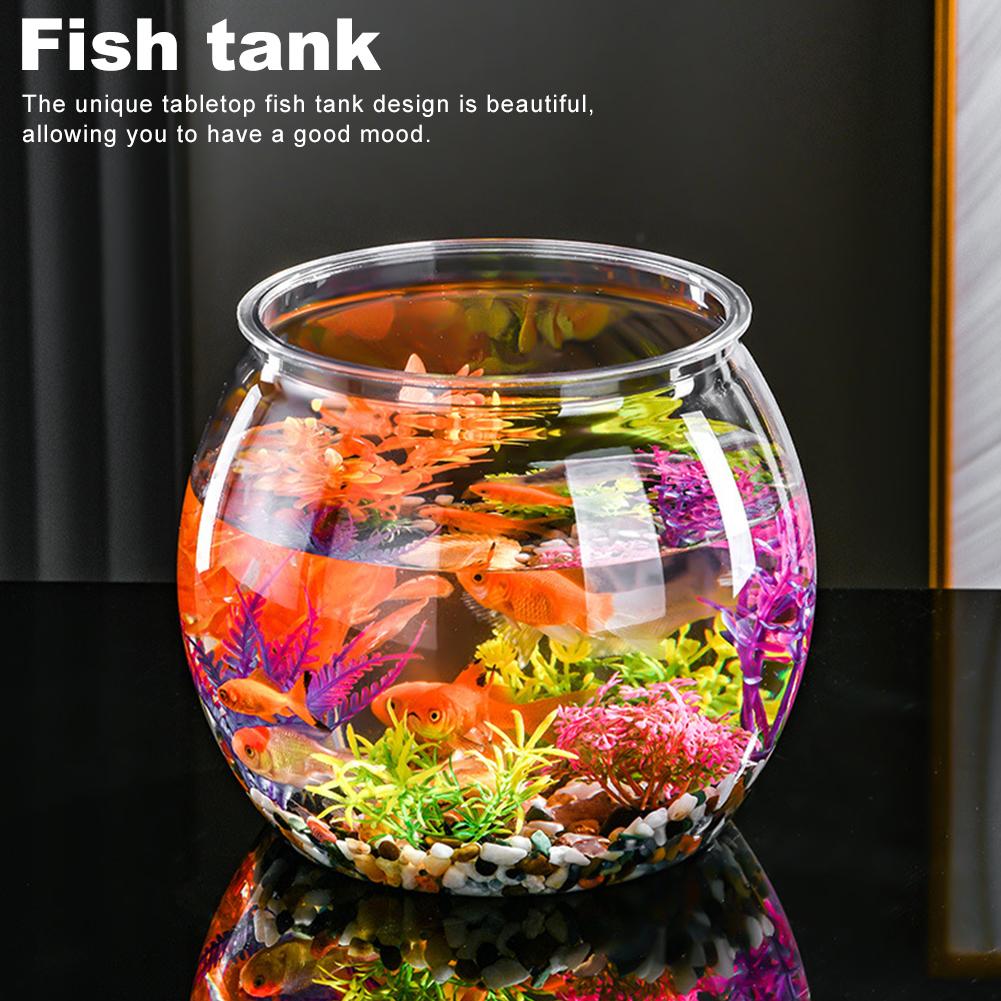 Transparent Desktop Terrarium Shatterproof Round Goldfish Bowls 2 Sizes Without Burrs Multipurpose for for Home Desk Decoration