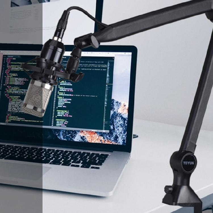 Rotatable Microphone Holder Adjustable Height Boom Arm Mic Desk Table Stand Foldable Scissor Mount Rack