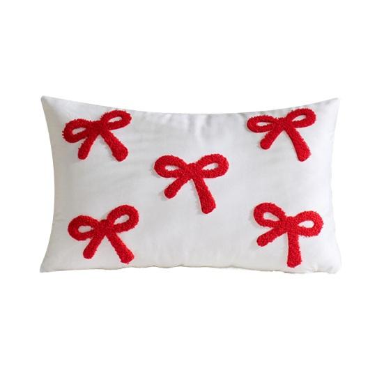 Throw Pillowcase Velvet Soft Decorative Cover Bow Pattern Multiple Sizes Cushion Case Sofa Bedroom Chair