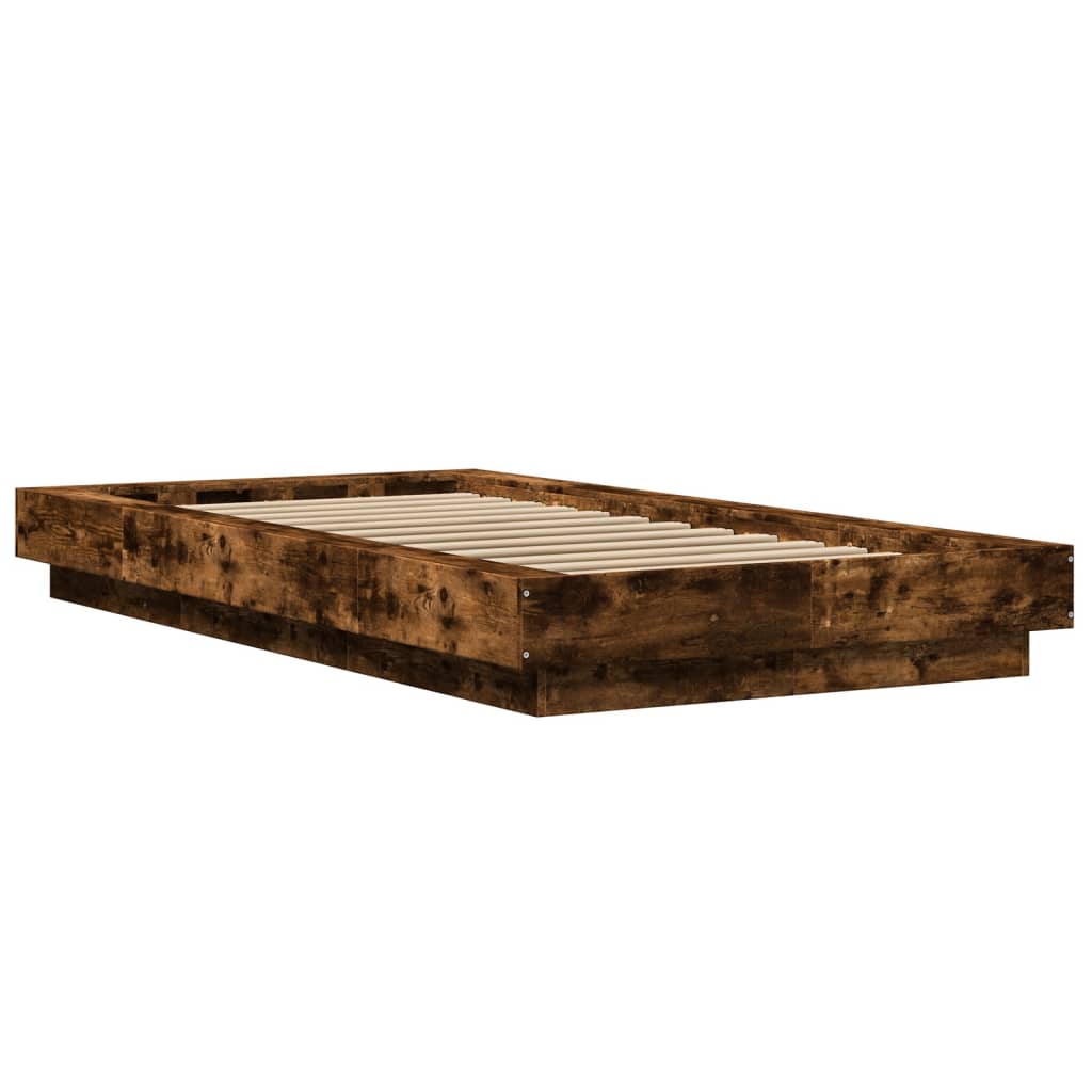 Vidaxl Rama Łóżka Z Led, Przydymiony Dąb, 90X200 Cm