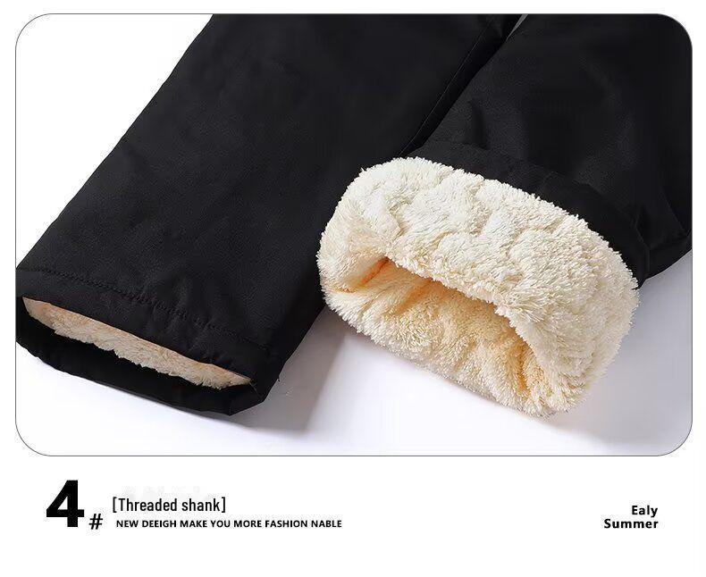 Men's Thickened Cotton and Fleece Trousers, Autumn/Winter Casual Lambskin Sweatpants