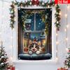 Christmas Window Hanging Banner Decoration Santa  Xmas Tree Holiday Party Supplies