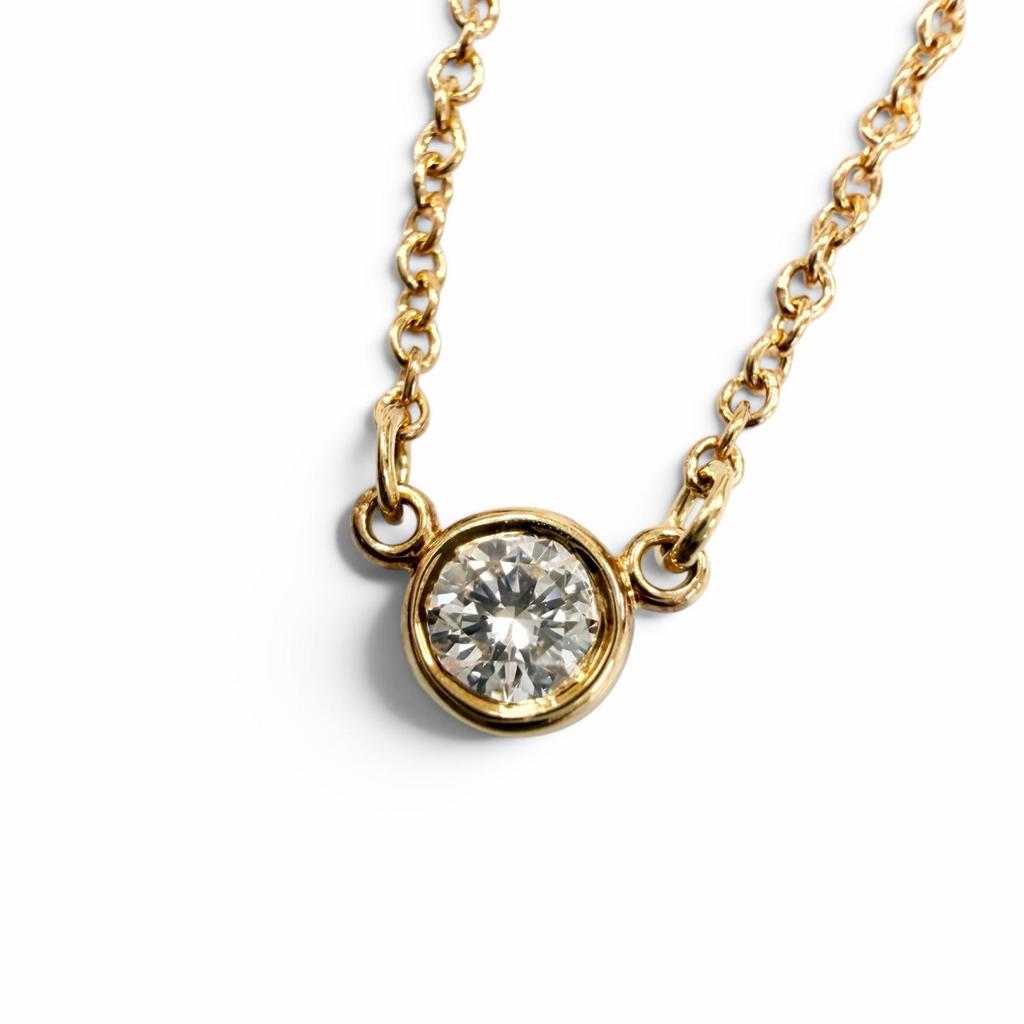 Great TIFFANY&Co. Necklace By the Yard 1P Diamond Necklace Yellow Gold 750 Women Used