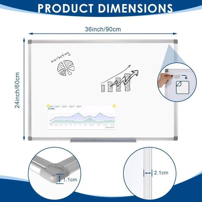 Tableau blanc magnétique 60x90cm s swancrown