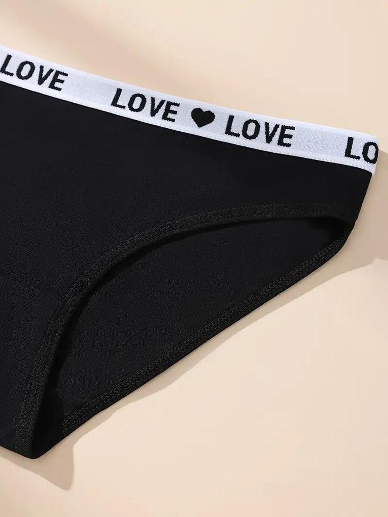 5 Stück Sexy Damen Slips Weiche Baumwollunterhosen Niedliche Buchstaben Mädchen Slips Weibliche Atmungsaktive Stretch-Panty Weibliche Dessous XS-XL