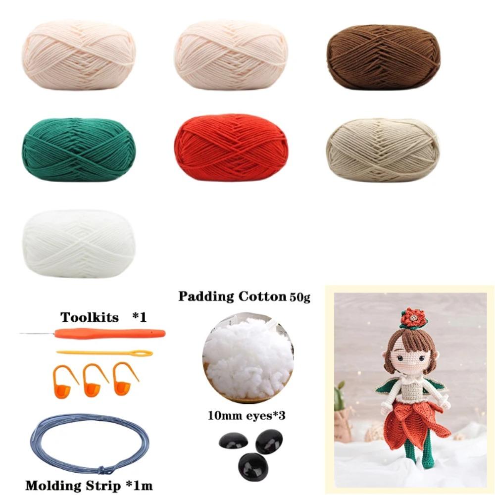 Christmas Crochet Girls Set Amigurumi Handmade Knittin Doll DIY Hook Materials Kit For Christmas Decoration Crafts Child Gifts