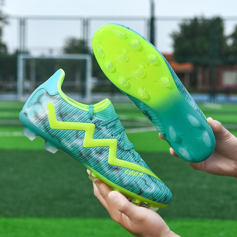 32-45 Football Shoes Men's High-top Football Boots Large Size Long Nails Leather Boys Soccer Shoes