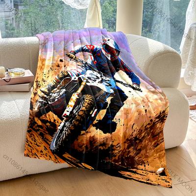 1PC Motocross Dirt Racing Mud Spray Print Adult Children Warm Blankets Home Travel Car Soft Comfortable Suitable for All Seasons